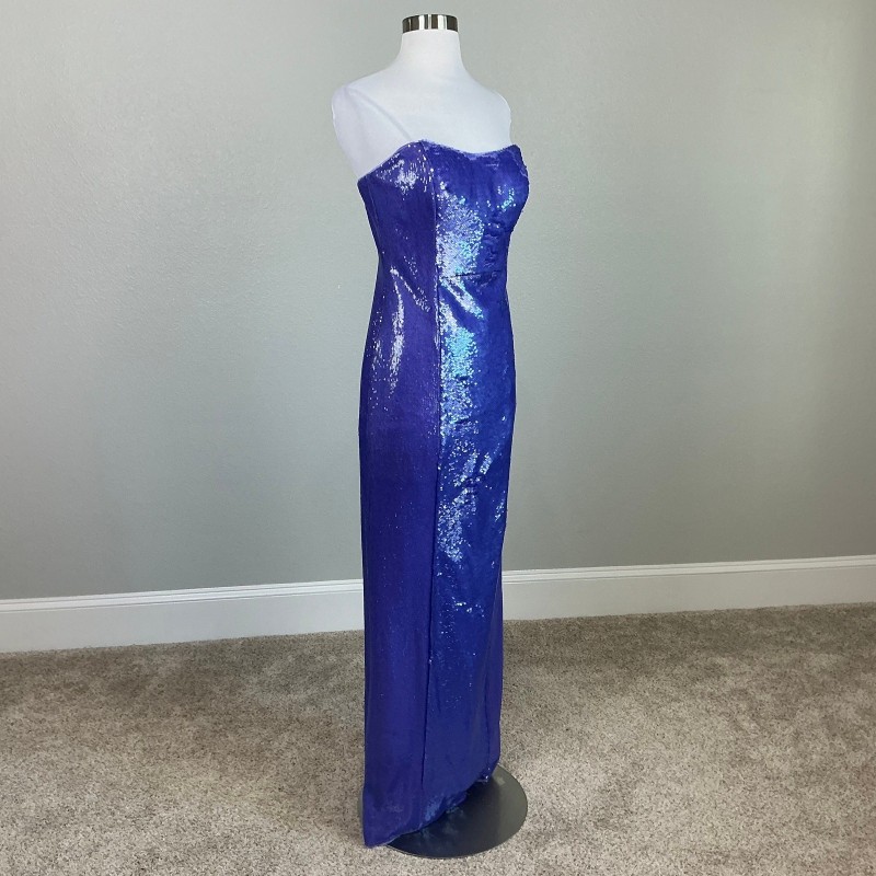 Women's Formal Dress Purple Sequined Strapless Evening Gown