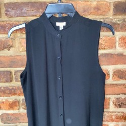 Black Chiffon Sleeveless Button Down Midi Dress Women's