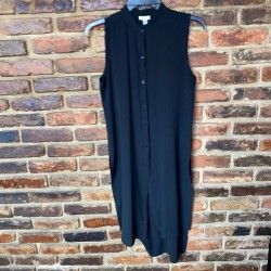 Black Chiffon Sleeveless Button Down Midi Dress Women's