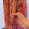 Pink/Orange Floral Braided Strap Tiered Mini Swing Dress