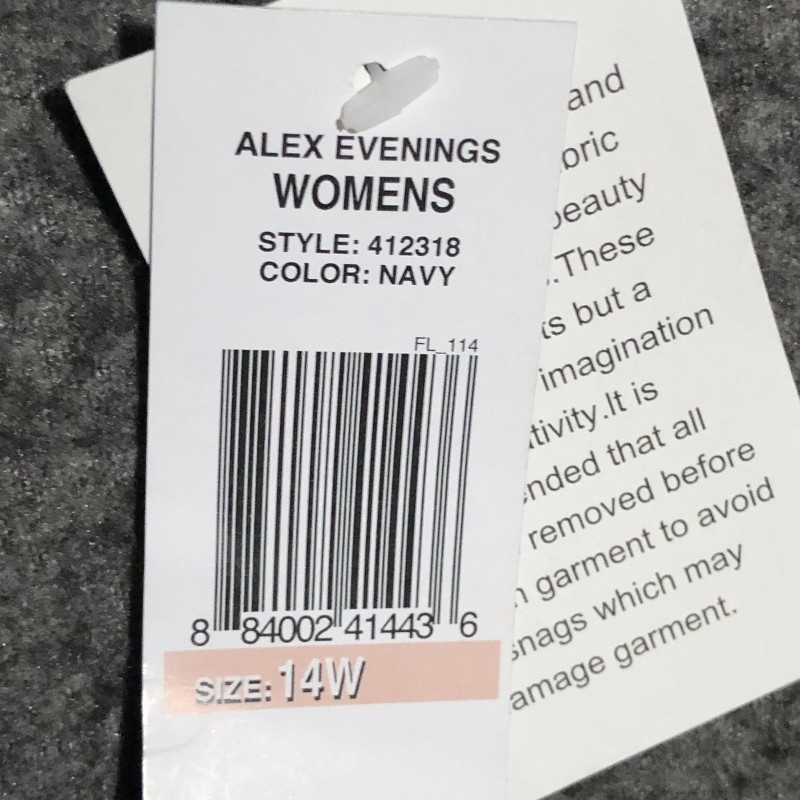 Dress Womens 14W Navy Sequin Lace Maxi Formal Evening Gown 3/4 SLV