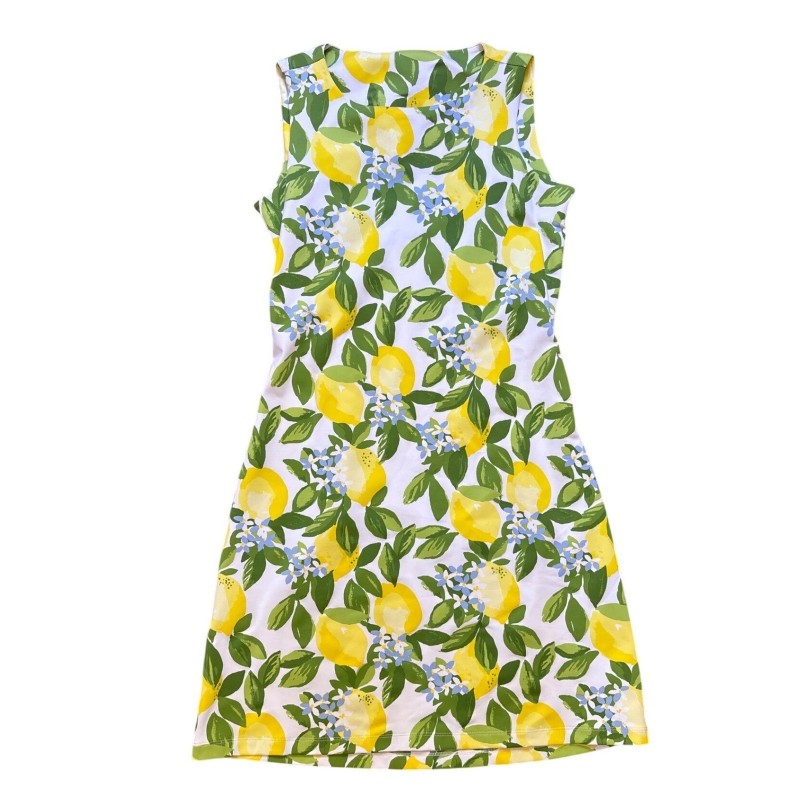 Shift Dress Womens Yellow Excellent Lemon Floral Print