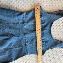 Denim Jean Dress Sleeveless Mini Side Slit Zip Front Women's