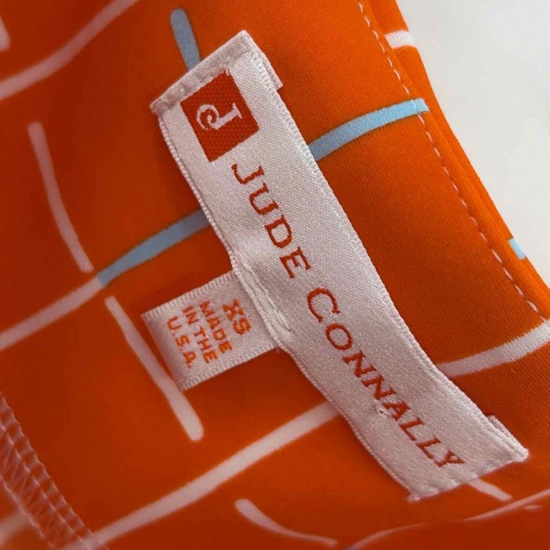 Pre-Owned Orange Knee Length Sleeveless Dress