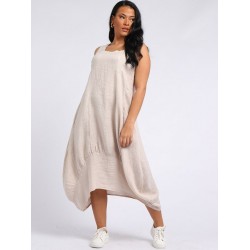 Italian made, Square Neck, Sleeveless, Linen Dress 14-18